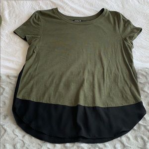 Express Olive Green and Black T-shirt